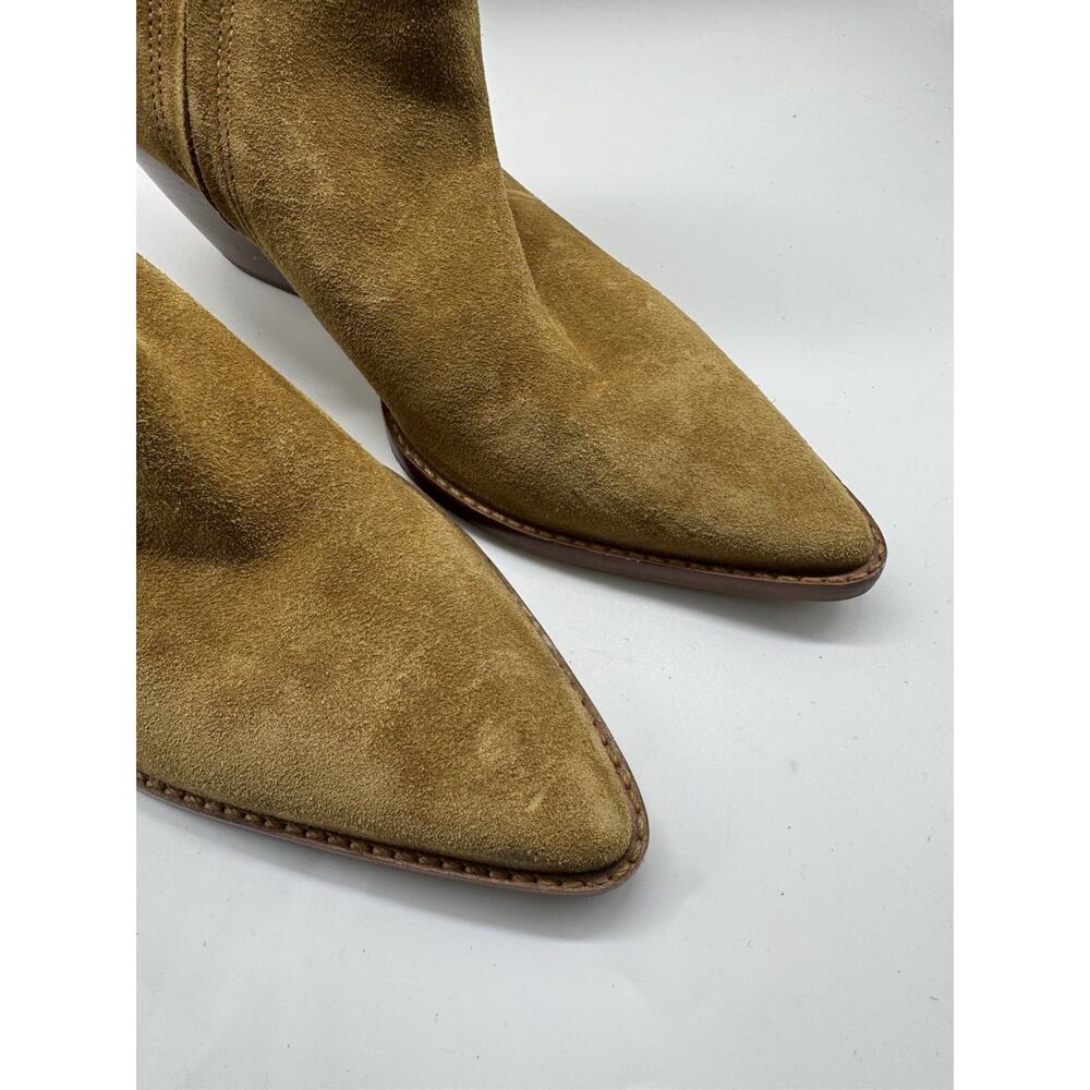 Matisse Caty Mid Calf Boots 8.5 Tan Suede Western Block Heel Leather Sole - Picture 5 of 9